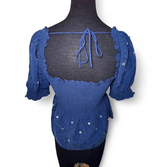 Hill House The Jewel Jammie Top in Navy Size Small - Picture 3 of 7